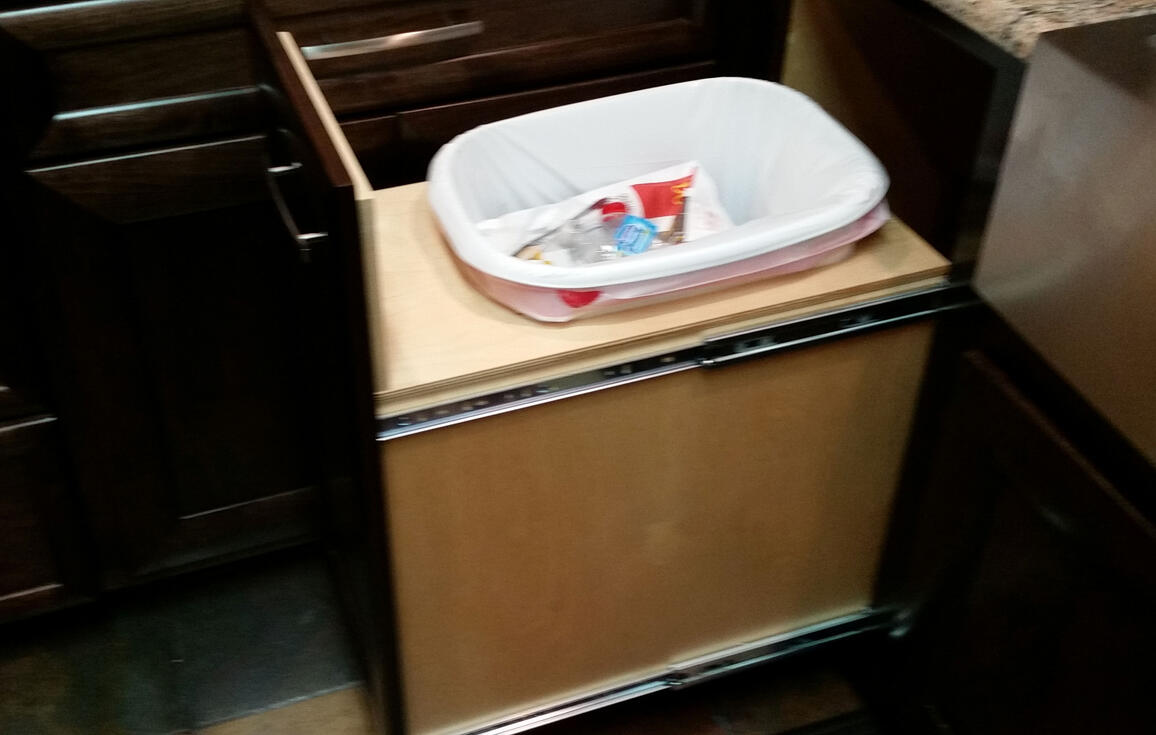 Kitchen Cabinet Pull Out Trash Can, Hide-A-Way Trash Can